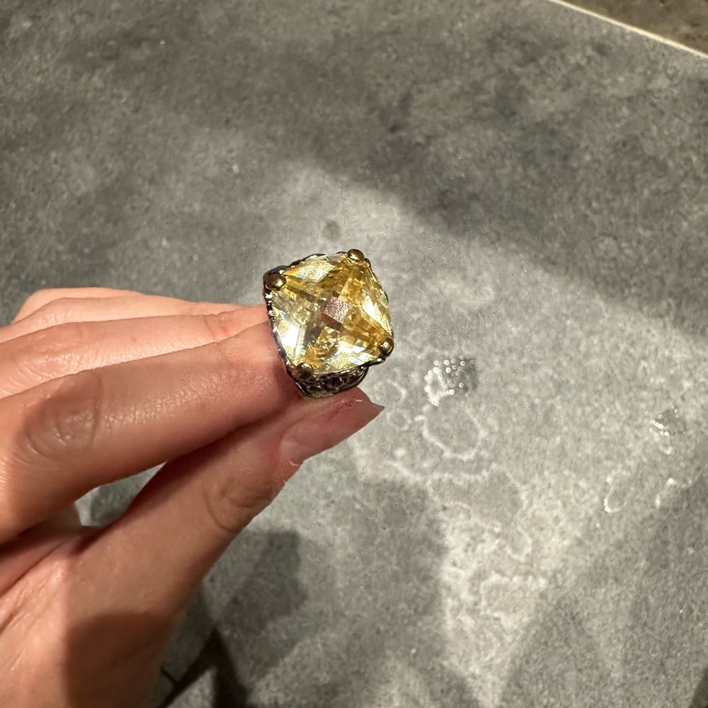 Canary yellow stone costume jewelry ring
